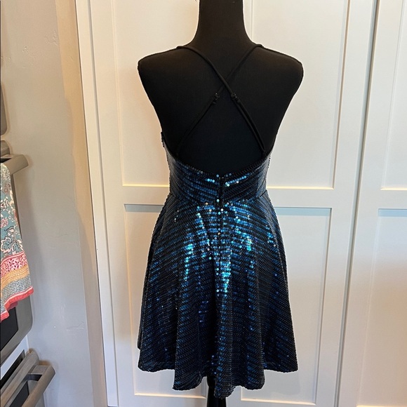 City Studio Sparkling Black and Blue Mini Dress - Picture 6 of 9